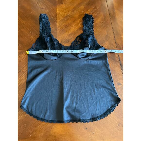 Ashley Taylor Black Lace Trimmed Camisole Size M Vintage 90's - Picture 7 of 8